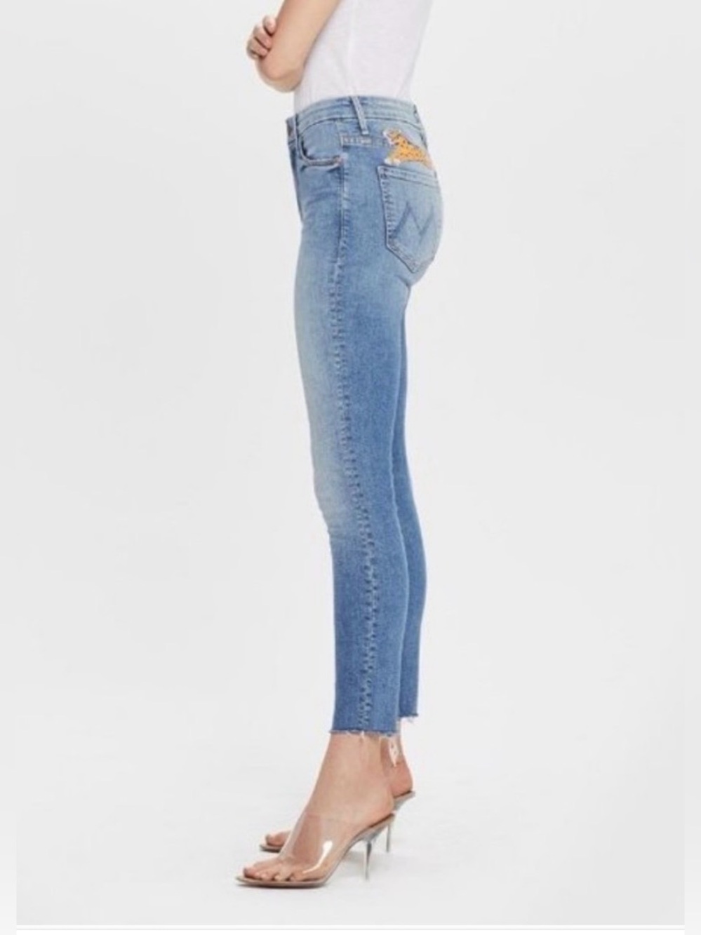 MOTHER The Insider Crop Step Fray Leopard Jeans‎ Size 31